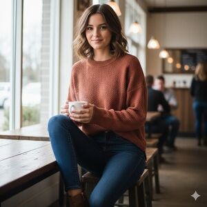 Madewell Pickford Pullover Sweater Brick Red XL